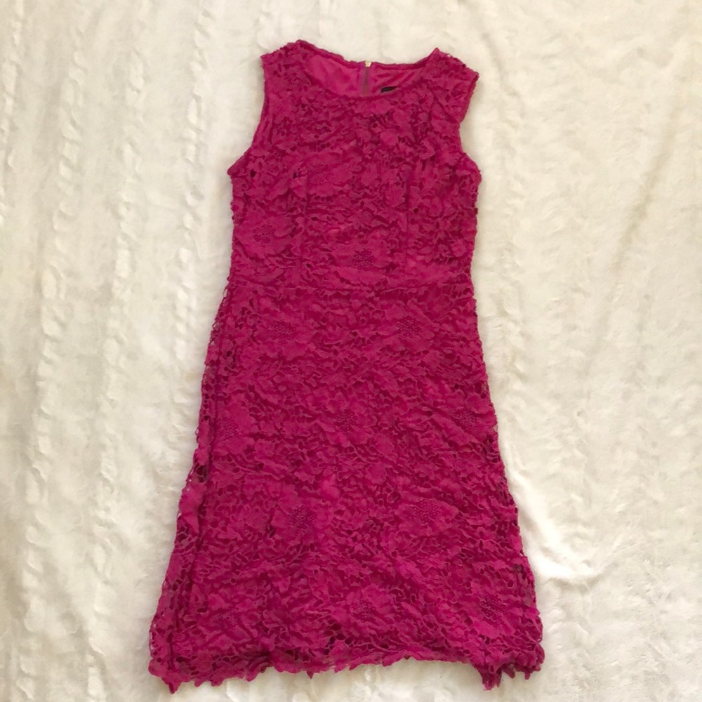 Hot Pink Lace Sleeveless Dress